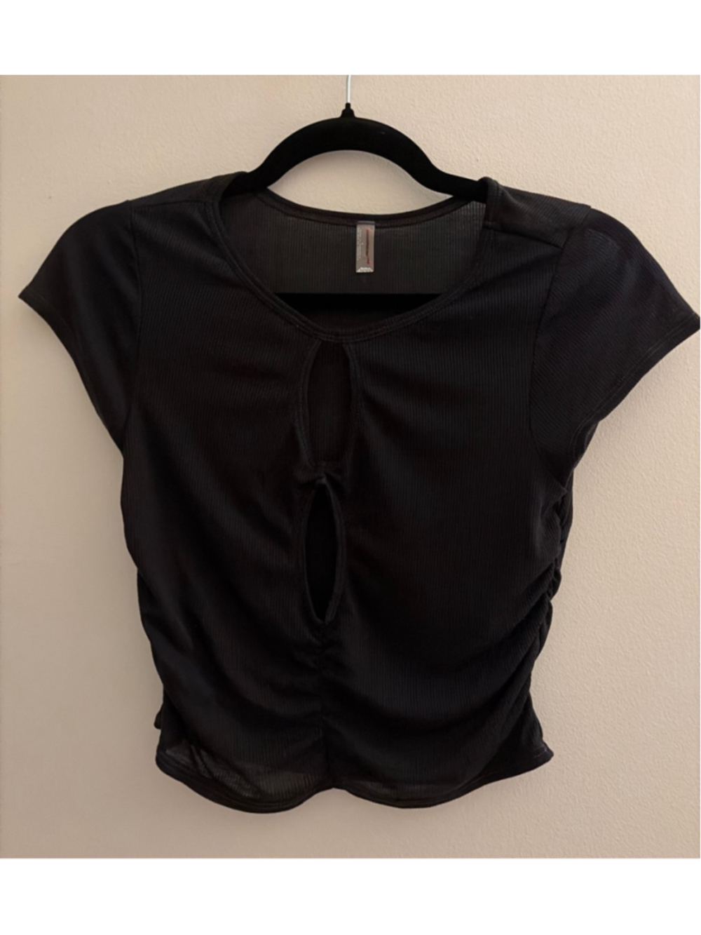 Women's Free People Black Ribbed Short Sleeve Tee S
